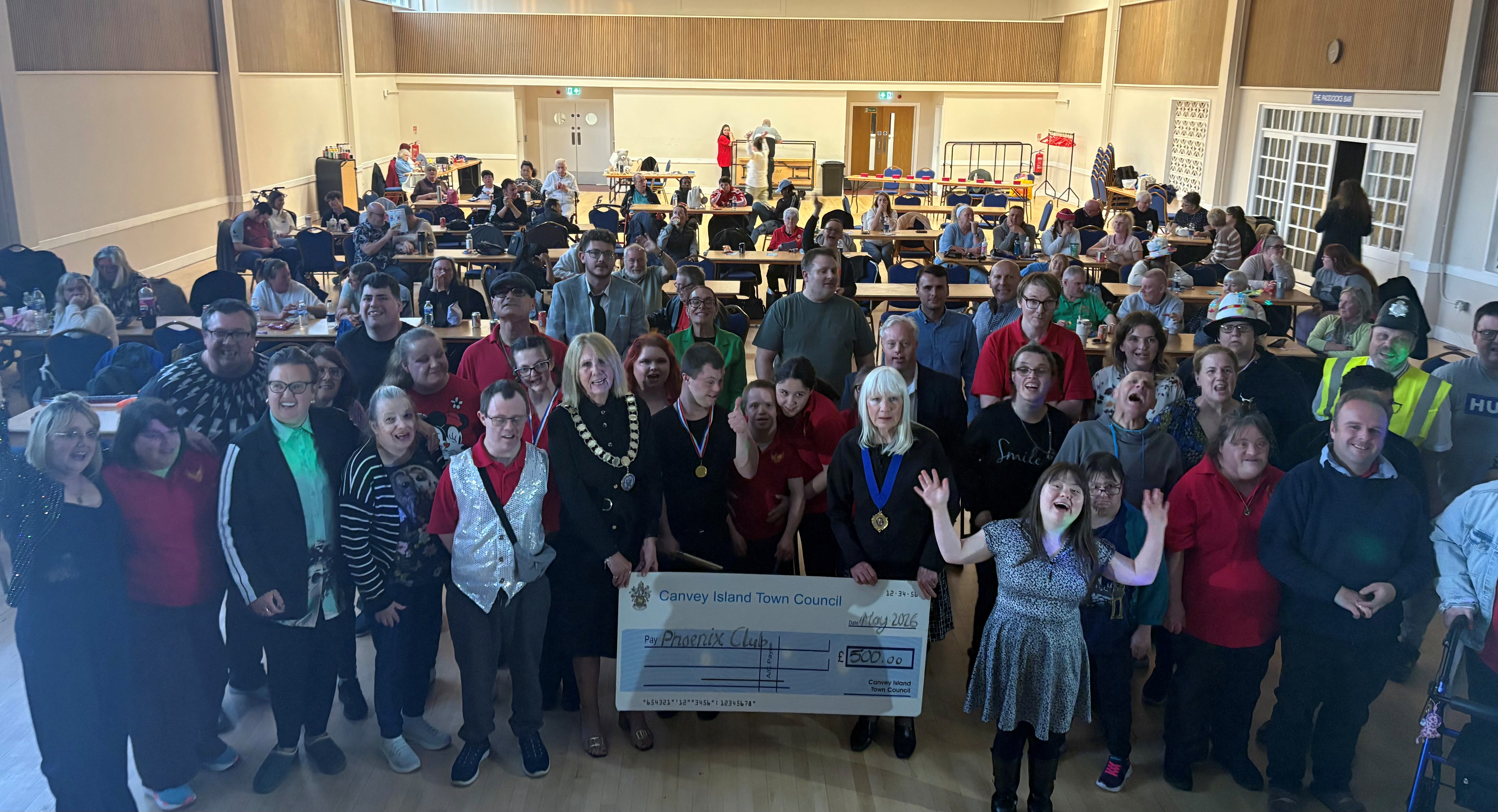Town Mayor and Deputy Town Mayor Presenting Grant to Phoenix Club